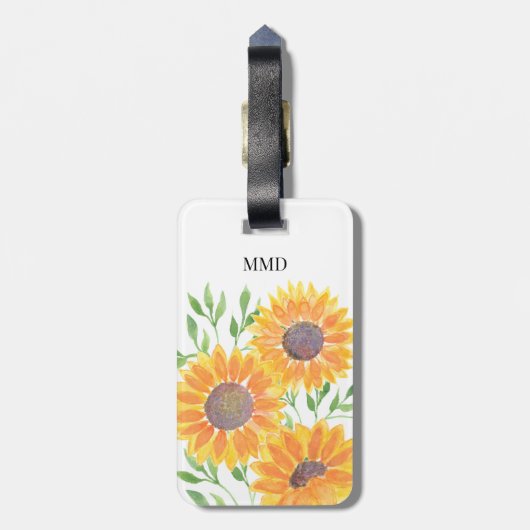 Personalisiert Gelbe Sonnenblumen Gepäckanhänger (Rückseite vertikal)
