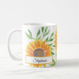 Personalisiert Gelbe Sonnenblumen Muster Kaffeemas Kaffeetasse