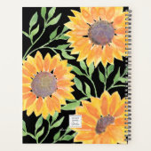 Personalisiert Gelbe Sonnenblumen Schwarz Planer (Rückseite)