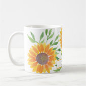Personalisiert Gelbe Sonnenblumen Wasserfarbe Kaffeetasse (Links)