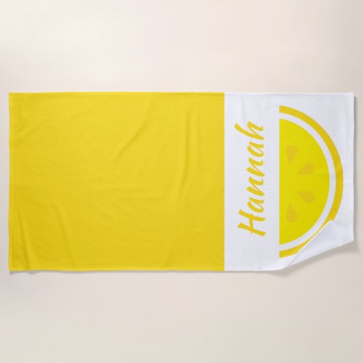 Personalisiert-Gelbe Zitrone Strandtuch (Vorderseite)