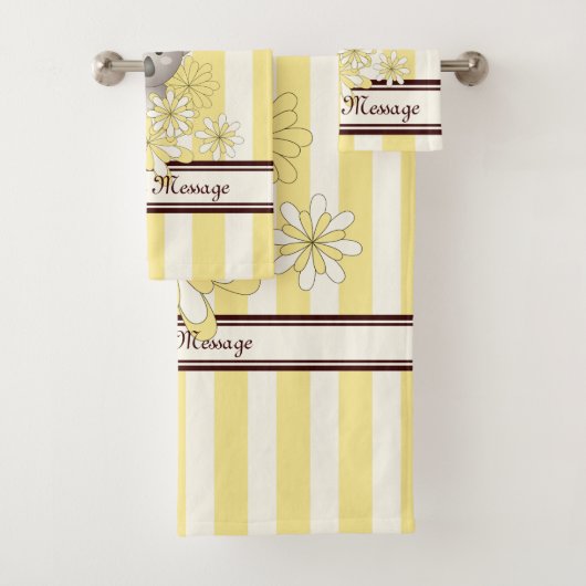 Personalisiert Gelber Streifen Niedlich Baby Koala Badhandtuch Set (Insitu)