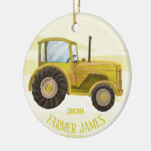 Personalisiert Gelber Traktor Weihnachtsschmuck (Links)