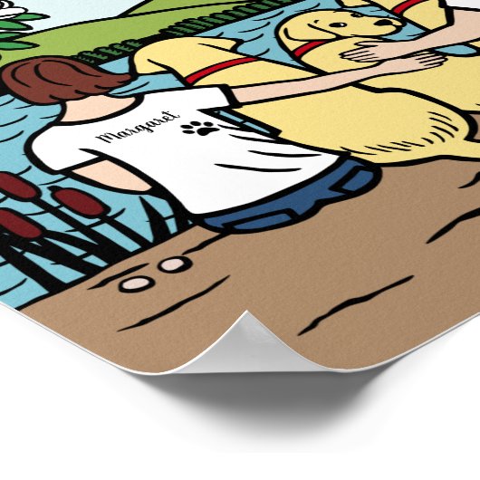 Personalisiert-gelbes Labrador-Familie Brown Kurz Poster (Ecke)