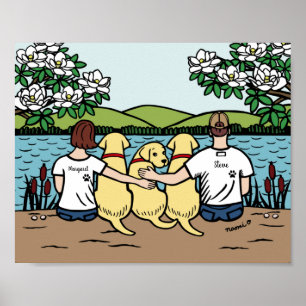 Personalisiert-gelbes Labrador-Familie Brown Kurz Poster