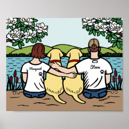 Personalisiert-gelbes Labrador-Familie Brown Kurz  Poster