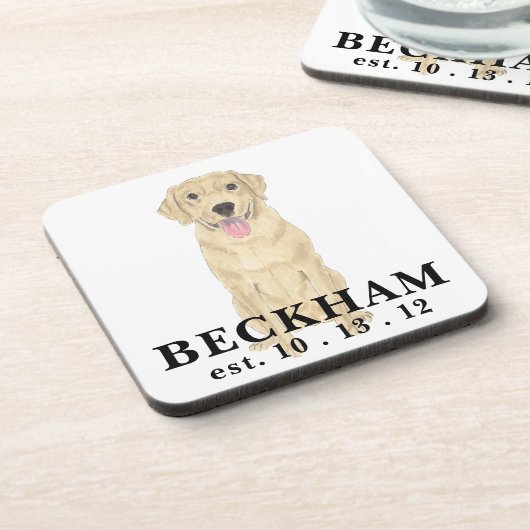 Personalisiert-gelbes Labrador Getränkeuntersetzer (Linke Seite)