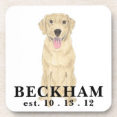 Personalisiert-gelbes Labrador Getränkeuntersetzer (Vorderseite)