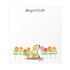 Personalisiert-Gelbes Labrador und Grün und Blume Notizblock