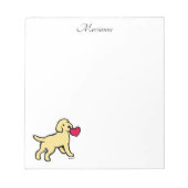 Personalisiert-gelbes Labrador Welpe und Herz Notizblock (Vorderseite)