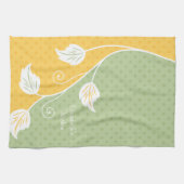 Personalisiert-Gelbgrün-Polka-Dot-Blumenwald Handtuch (Horizontal)
