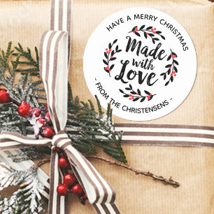 Personalisiert gemacht mit Liebe Weihnachten Runder Aufkleber