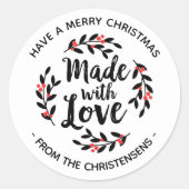 Personalisiert gemacht mit Liebe Weihnachten Runder Aufkleber (Vorderseite)
