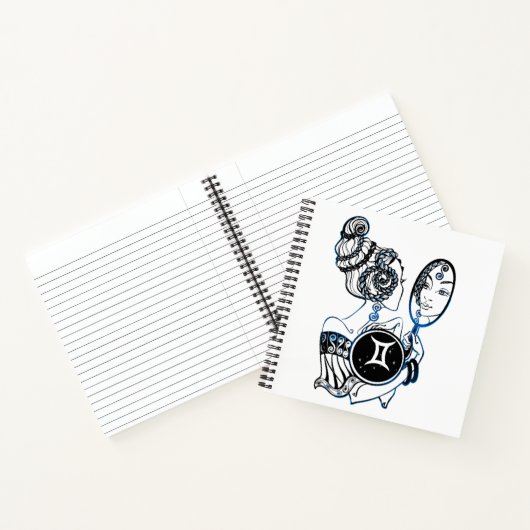 Personalisiert Gemini Zodiac Art Deco Lady Notizblock (Innenseite)