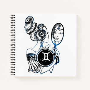 Personalisiert Gemini Zodiac Art Deco Lady Notizblock