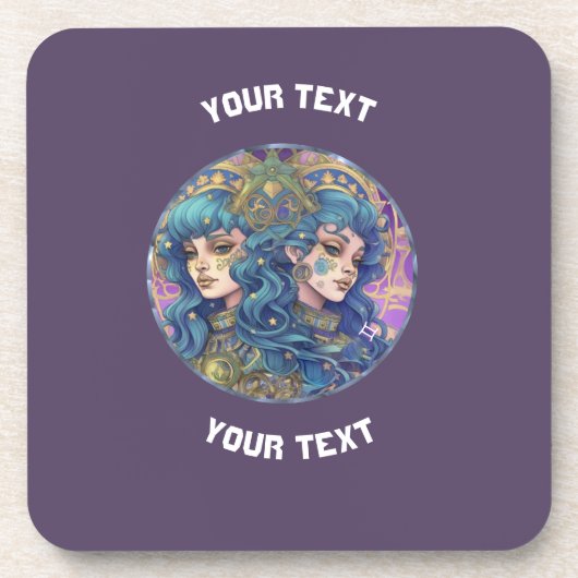 PERSONALISIERT GEMINI ZODIAC SIGN GETRÄNKEUNTERSETZER (Vorderseite)