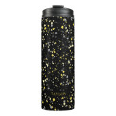 Personalisiert geometrisch-gelb-graue Terrazzo Thermosbecher (Vorderseite)