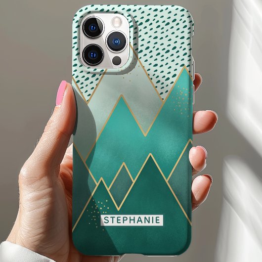 Personalisiert geometrische grüne Berge Case-Mate iPhone Hülle