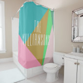 Personalisiert geometrischer Farbblock Rosa Aquama Duschvorhang (Beispiel)