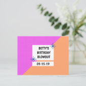 Personalisiert - Geometrischer Geburtstag Save the Postkarte (Stehend Vorderseite)