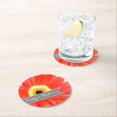 Personalisiert Gerber Coral Yellow Grau Runder Pappuntersetzer (Vor Ort)