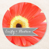 Personalisiert Gerber Coral Yellow Grau Runder Pappuntersetzer (Vorderseite)