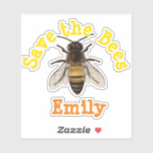 Personalisiert Gerettet Bienen Aufkleber (Blatt)