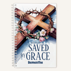 Personalisiert Gerettet durch Grace Christlich Jou Notizblock