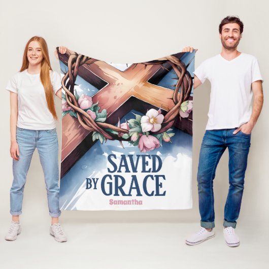 Personalisiert Gerettet nach Grace Christlich Fleecedecke (Beispiel)