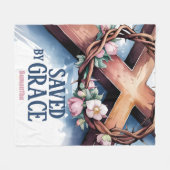 Personalisiert Gerettet nach Grace Christlich Fleecedecke (Vorderseite (Horizontal))