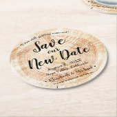 Personalisiert Gerettet unser neues Datum Holzdruc Runder Pappuntersetzer (Angewinkelt)