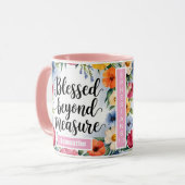 Personalisiert gesegnet jenseits der Messgröße Chr Tasse (Vorderseite Links)