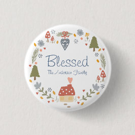Personalisiert gesegnete, gemütliche Hütte Hygge Button