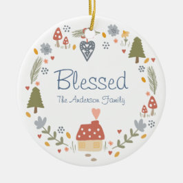 Personalisiert gesegnete, gemütliche Hütte Hygge Keramik Ornament