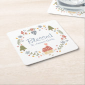 Personalisiert gesegnete, gemütliche Hütte Hygge Rechteckiger Pappuntersetzer (angewinkelt)