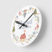 Personalisiert gesegnete, gemütliche Hütte Hygge Runde Wanduhr (Winkel)