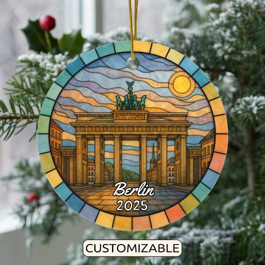 Personalisiert gestanztes Glas Berlin Ornament, De Keramik Ornament