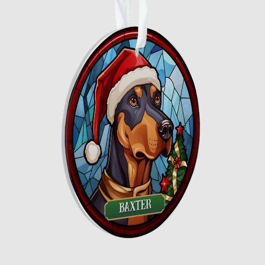 Personalisiert gestanztes Glas Doberman Ornament (Vorderseite)