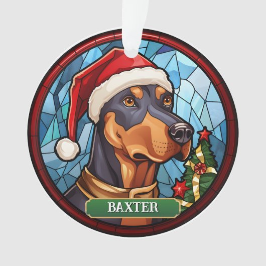 Personalisiert gestanztes Glas Doberman Ornament (Vorderseite)