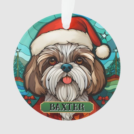 Personalisiert gestanztes Glas Shih Tzu Ornament (Vorderseite)