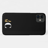 Personalisiert gestapelt anfänglich, schwarz/gold/ Case-Mate iPhone hülle (Rückseite (Horizontal))