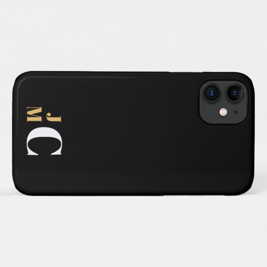 Personalisiert gestapelt anfänglich, schwarz/gold/ Case-Mate iPhone hülle (Rückseite (Horizontal))