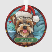 Personalisiert gesteinigtes Glas Yorkie Ornament (Rückseite)
