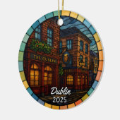 Personalisiert gestettetes Glas Dublin Irland Keramik Ornament (Links)