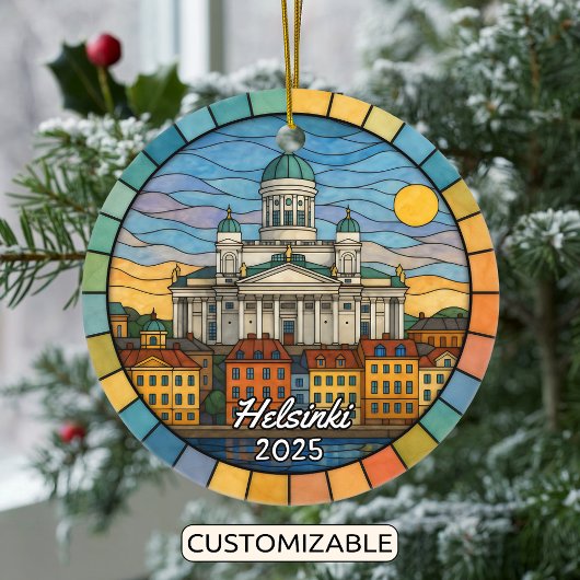 Personalisiert gestettetes Glas Helsinki, Finnland Keramik Ornament