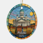 Personalisiert gestettetes Glas Helsinki, Finnland Keramik Ornament (Links)