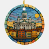 Personalisiert gestettetes Glas Helsinki, Finnland Keramik Ornament (Hinten)