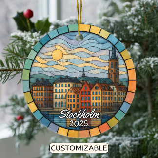 Personalisiert gestettetes Glas Stockholm, Schwede Keramik Ornament