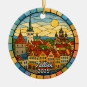Personalisiert gestettetes Glas Tallinn, Estland Keramik Ornament (Vorne)