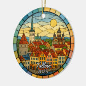 Personalisiert gestettetes Glas Tallinn, Estland Keramik Ornament (Links)